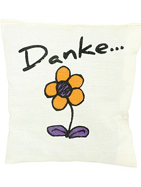 Duftkissen mit Bergkräutern und Dinkelspelz "Danke", 12x10 cm