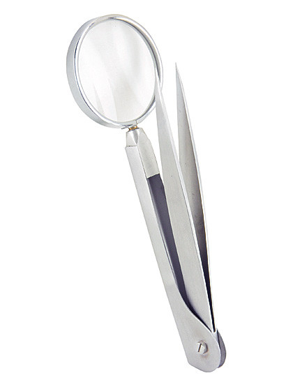 Splitterpinzette, 4-fach-Lupe, 120 mm