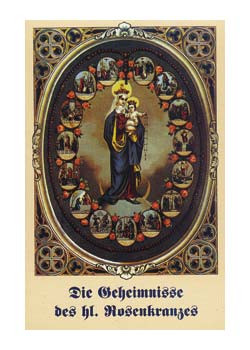 Geheimnisse des hl. Rosenkranzes, Gebetszettel, 4-seitig