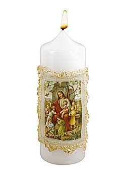 Jesus der Kinderfreund-Kerze,  6 x 16 cm