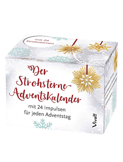 Strohstern-Adventkalender, 24  Strohsterne, je Ø 8 cm