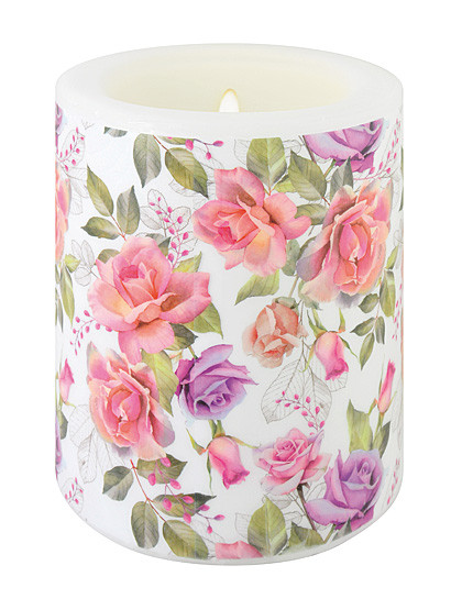 Lampionkerze im Rosendesign, 12 cm, Ø 10 cm