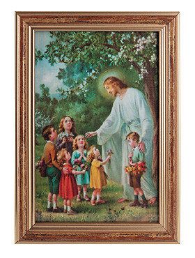 Jesus mit den Kindern-Bild, 12 x 17 cm