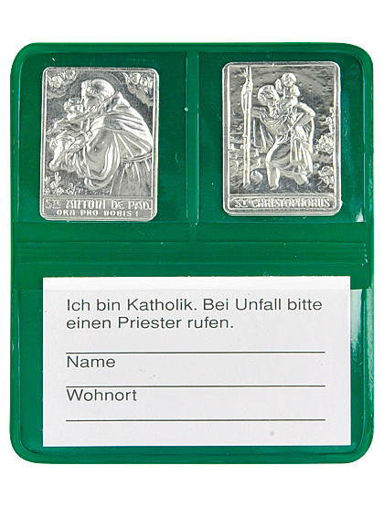 Gott schütze Dich-Etui Hl. Christophorus & Hl. Antonius, 6,5 x 5,5 cm