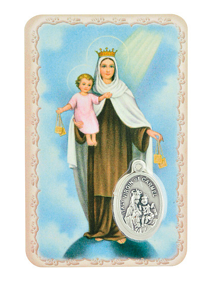 Skapulier Madonna-Schutzkärtchen mit Medaille, 5 x 8 cm