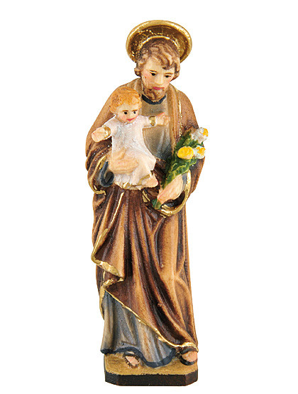 Der hl. Josef mit dem Kinde Jesu, Holzschnitzkunst, 6,5 cm