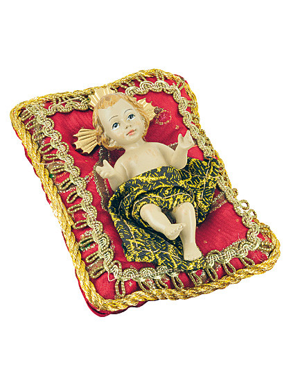 Jesu-Kind auf Zierkissen, 7 x 10 cm