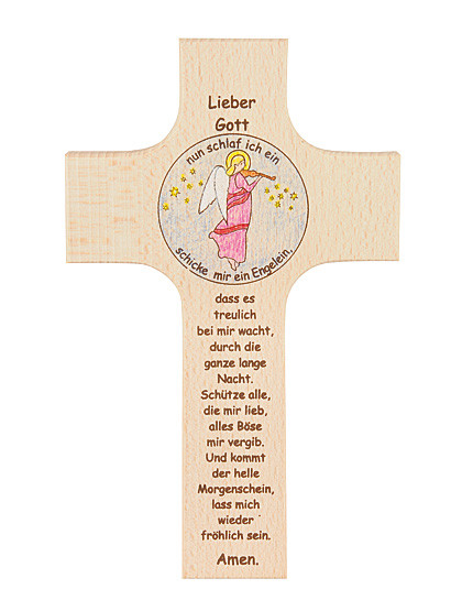 Schutzengel-Holzkreuz, 9 x 15 cm