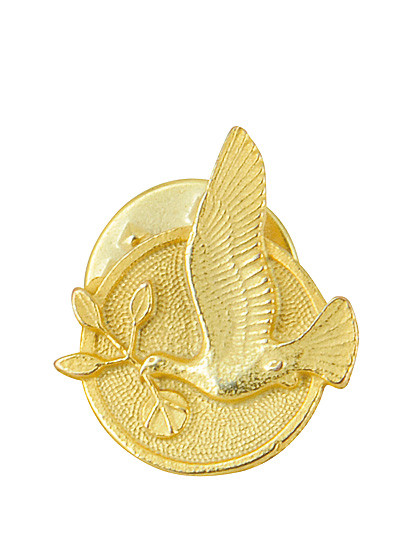 Friedenstaube als Anstecker in Gold, Ø 12 mm