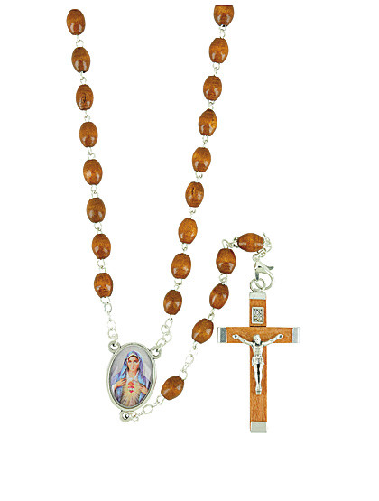 Rosenkranz mit Holzperlen, 53 cm