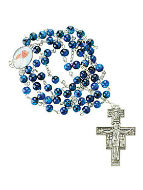 Rosenkranz blau San Damiano, 50 cm