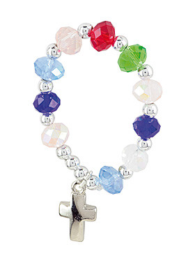 10er Rosenkranz mit bunten Glasperlen,  Ø 3 cm