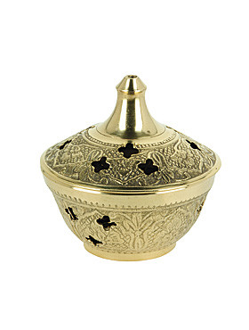 Räuchergefäß mit Blattverzierung, Ø 7 cm