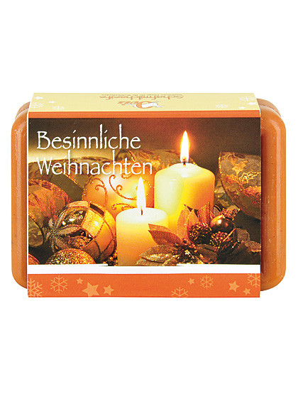 Schafmilchseife Quitte-Zimt mit Weihnachtsgruss-Klappkarte, 100 g