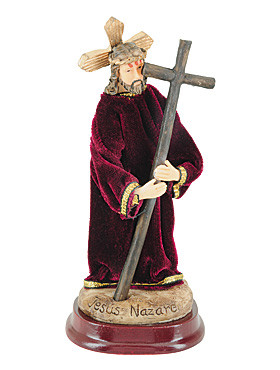 Christus-Statue mit Samtmantel, 16 cm