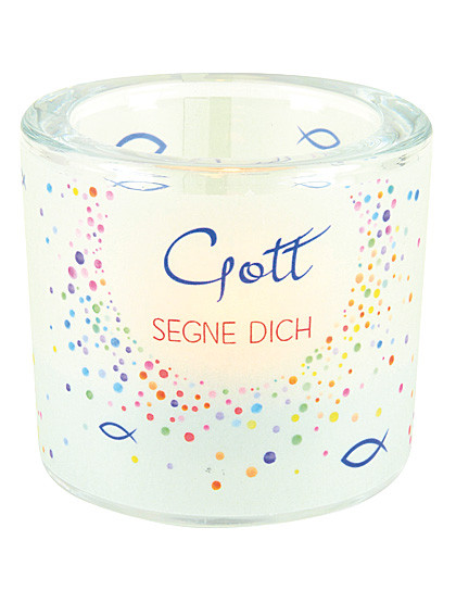 Glaswindlicht „Gott segne dich“, 6 cm