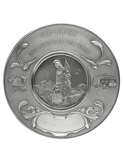 Zinnteller Hl. Florian, Ø 24 cm