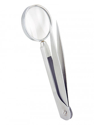 Splitterpinzette, 4-fach-Lupe, 120 mm