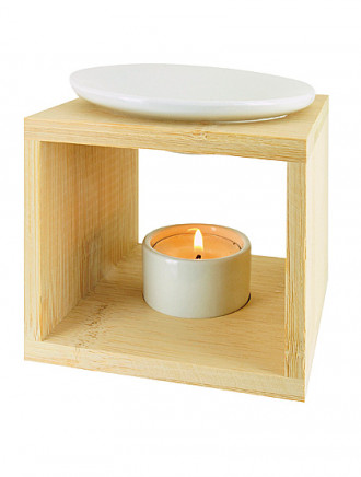 Bambus Keramik-Duftlampe, 11 x 10,5 x 11 cm