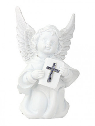 Engelsfigur mit Kreuz, 12 cm