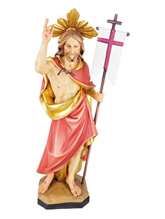 Auferstehung Christi-Statue, Holzschnitzkunst, 30 cm