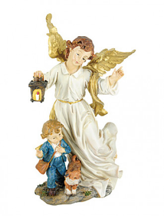 Schutzengel mit Bübchen-Statue, 20 cm