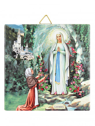 Lourdes-Keramikkachel, 9,8 x 9,8 cm