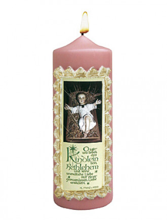 Jesuskind in der Krippe-Kerze, 7 x 20 cm