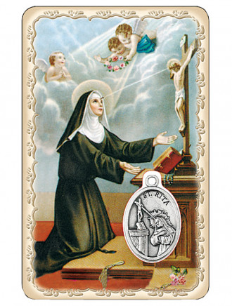 Heilige Rita-Schutzkärtchen mit Medaille, 5 x 8 cm