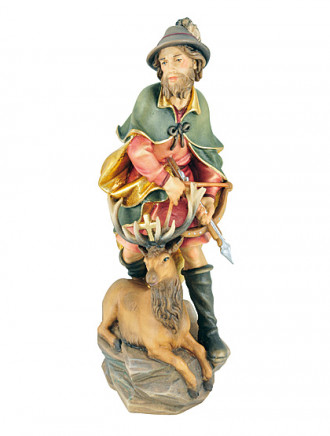 Hl. Hubertus - Statue, Holzschnitzkunst, 25 cm